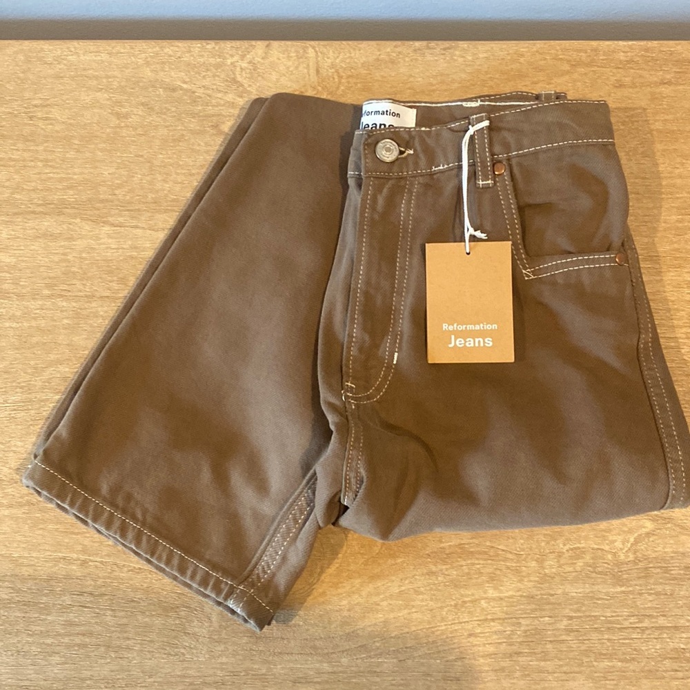 Reformation Brown Straight Leg Jeans